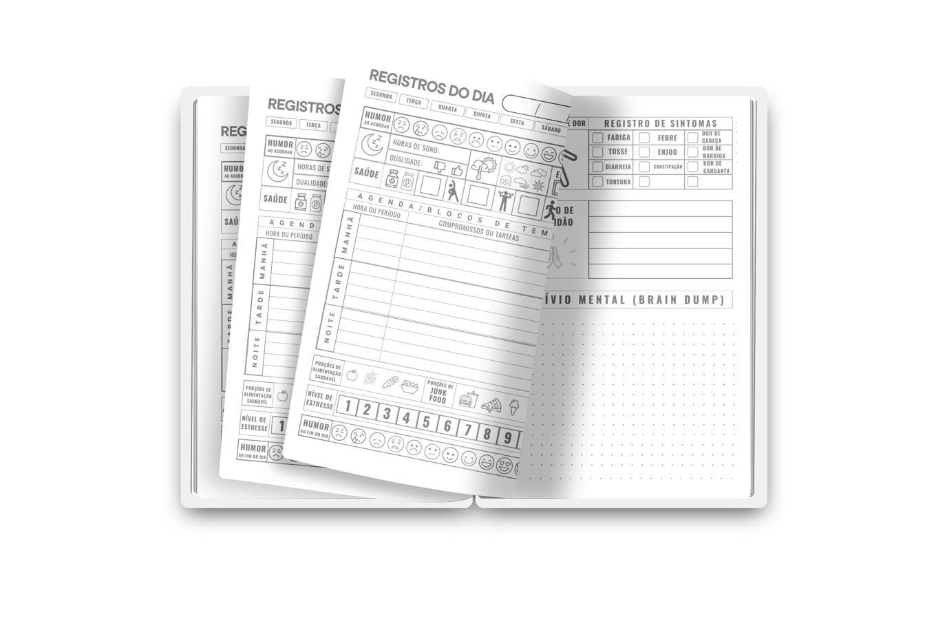 Páginas internas do NeuroPlanner com agenda por blocos de tempo